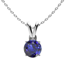 Blue Sapphire Round Brilliant Precious Stone Pendant in 14 Karat White Gold – main view
