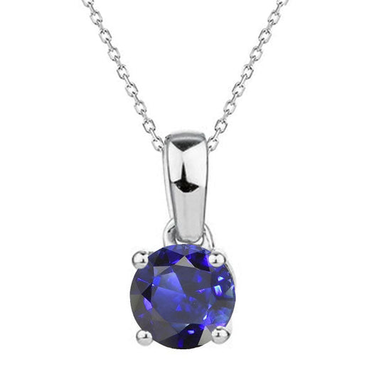 Authentic Blue Sapphire Precious Stone Pendant 2 ct 14K White Gold – main view