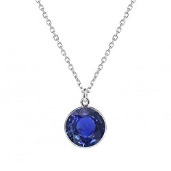 2 ct Blue Sapphire Stone Pendant Necklace in 14K White Gold