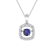 Cornflower Blue Sapphire Round Brilliant Stone Pendant Necklace in 14 Karat White Gold – main view