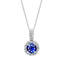 Stone Pendant Necklace 14K White Gold with Cornflower Blue Sapphire – main view