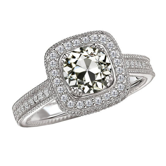 Brilliant Diamond Halo Setting Ring 3-ct 14K White Gold – main view