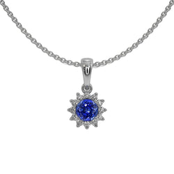 Authentic Royal Blue Sapphire Gemstone Pendant – 14K White Gold
