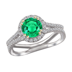 Fine Emerald Gemstone Ring – Split Shank 2.50 ct Two-Tone 14K