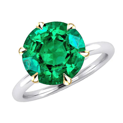 Gemstone Ring Two-Tone 14K Gold with Fine Emerald – main view