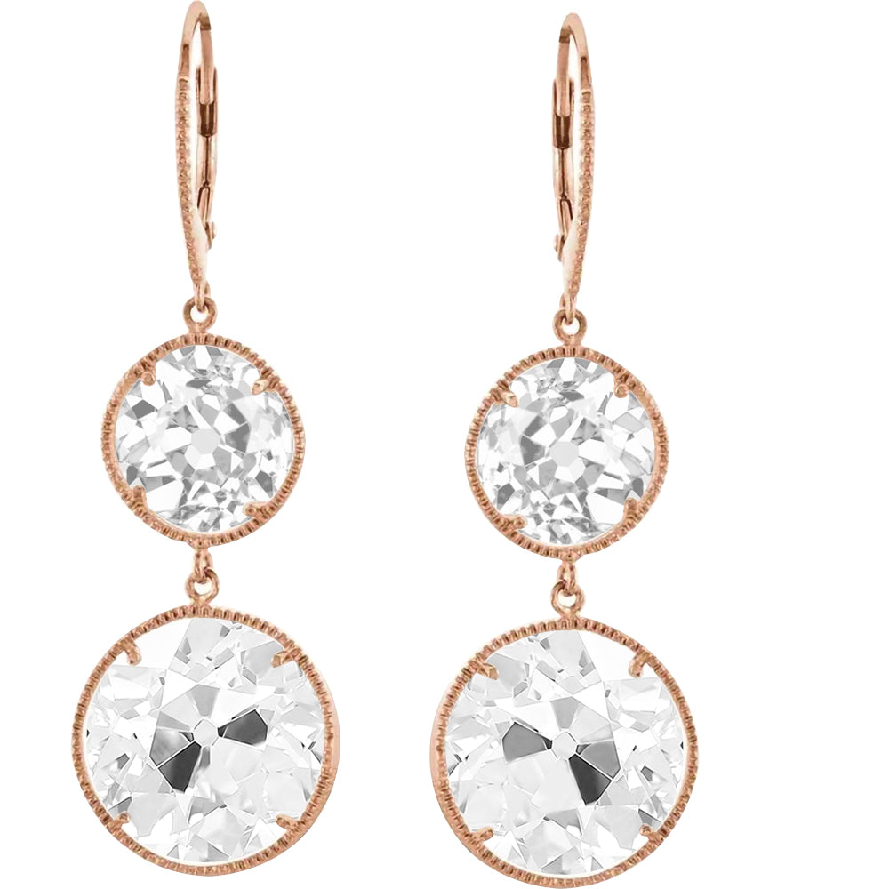 Fine Diamond Drop Earrings 7-ct 14K Rose Gold – main view