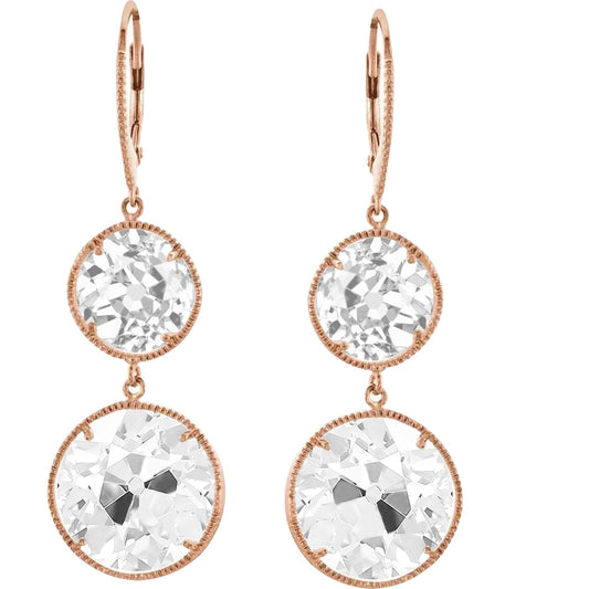 Fine Diamond Drop Earrings 7-ct 14K Rose Gold – main view