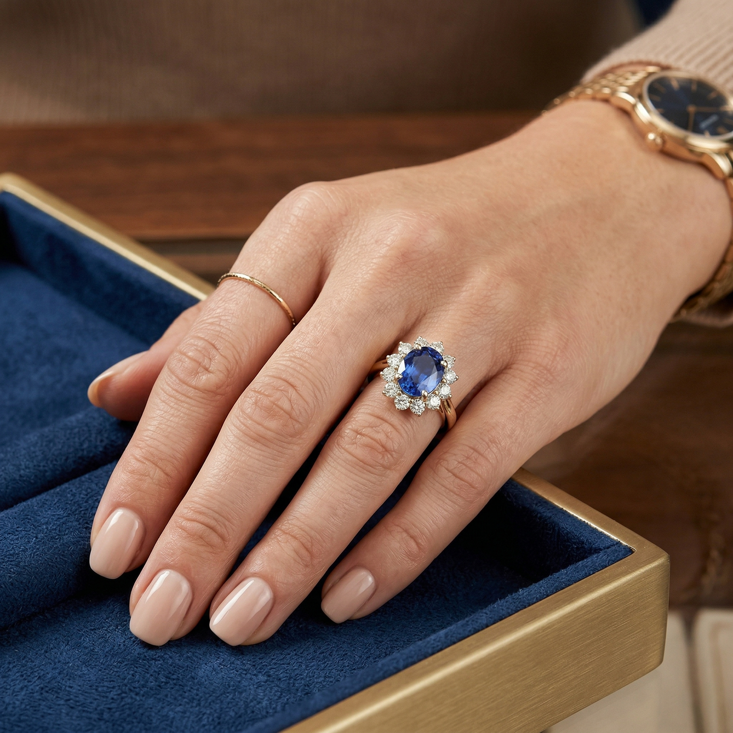 Round Cut Sri Lanka Blue Sapphire Natural Earth Mined DIAMOND ( NOT LAB GROWN )s 3 Ct Ring