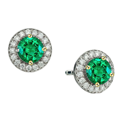 Natural Colombian Emerald Gemstone Earring – 14 Karat Two Tone