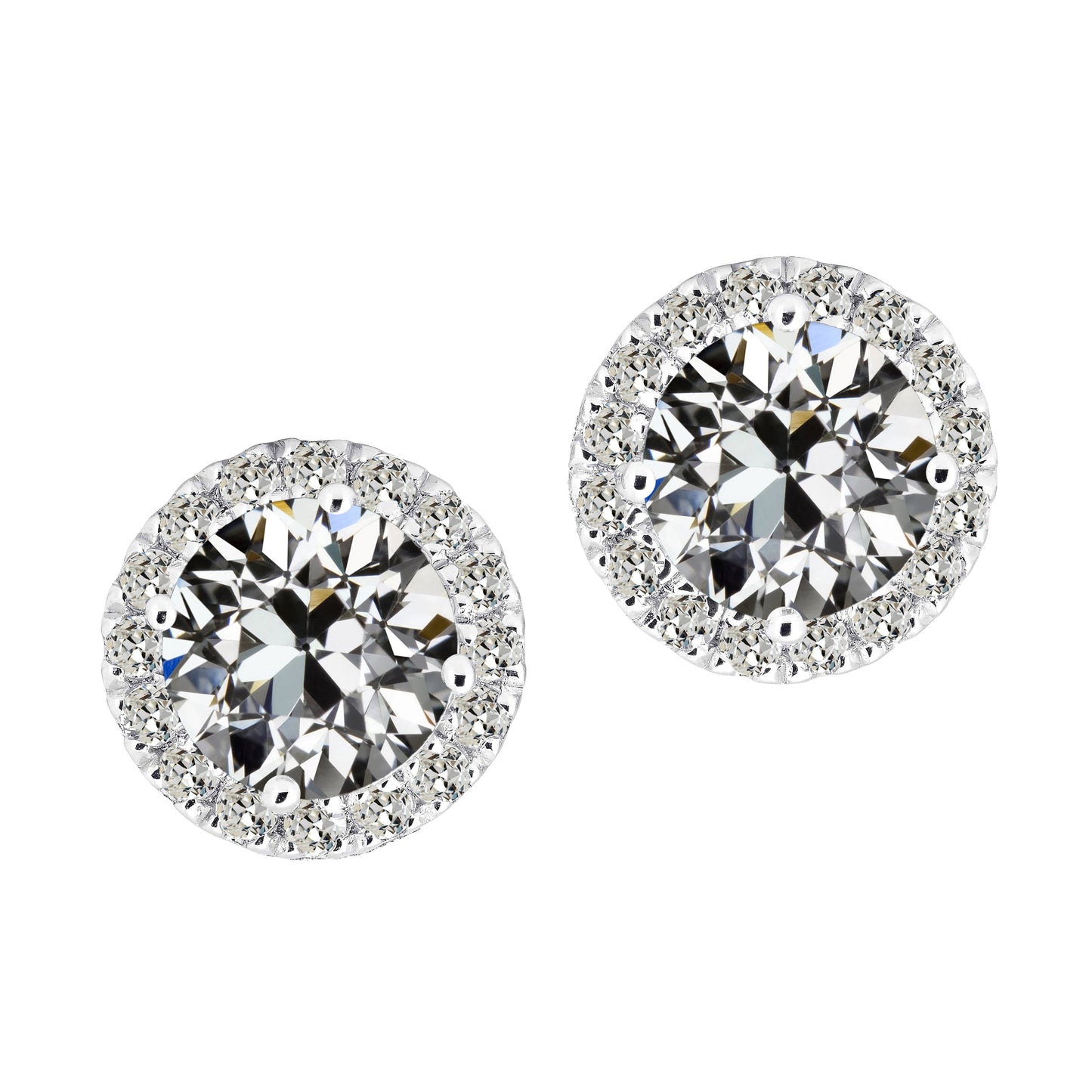 Real Brilliant Diamond Earrings 2 ct 14K White Gold – main view