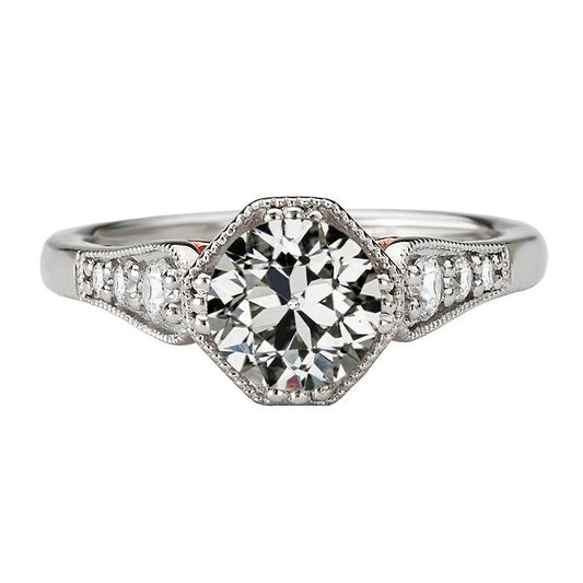 Real Diamond Solitaire Ring with Accents 2.50 ct 14 Karat White Gold – main view