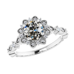 Fine Diamond Solitaire Ring with Accents 1 ct F/VS1 – 14K White