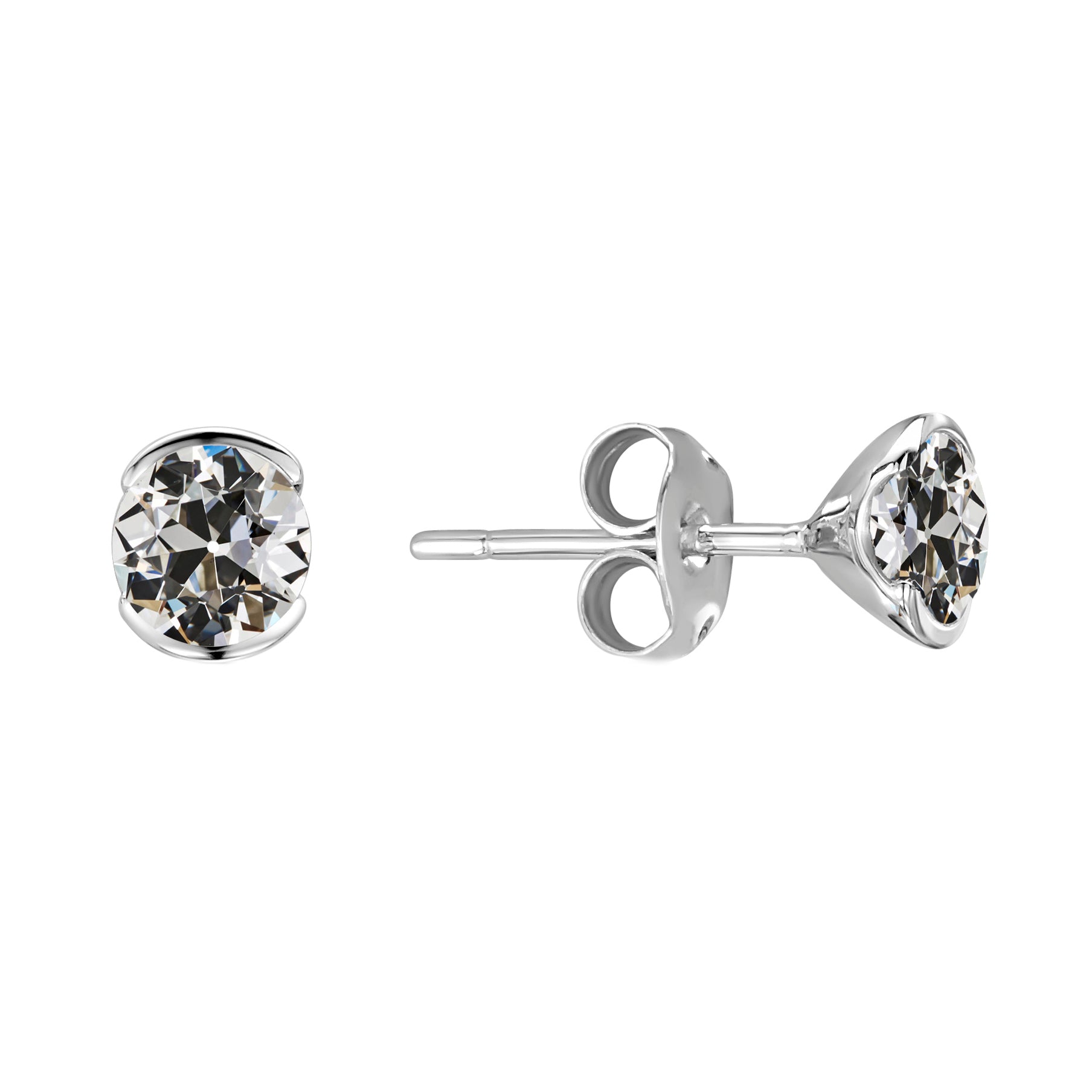 Fine Diamond Antique Cushion Drop Earrings in 14K White Gold – main view