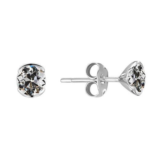 Fine Diamond Antique Cushion Drop Earrings in 14K White Gold – main view
