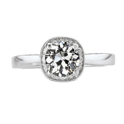 Fine Antique Cushion Fine Diamond Halo Engagement Ring – 1.50 ct