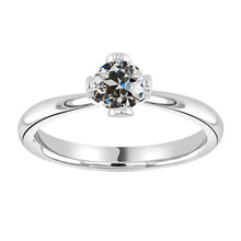 Diamond Old Mine Cut Solitaire Engagement Ring in 14 Karat White Gold – main view