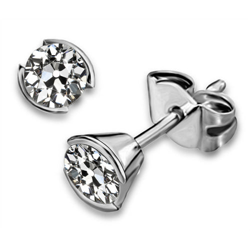 Genuine Fine Diamond Earrings 1.50 ct 14 Karat White Gold – main view