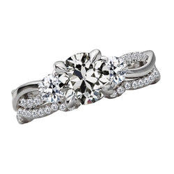 Handcrafted Diamond Solitaire with Side Stones 3 ct by