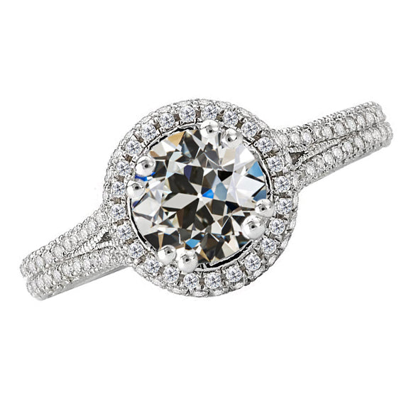 Fine Diamond Halo Engagement Ring 1.75-ct 14K White Gold – main view