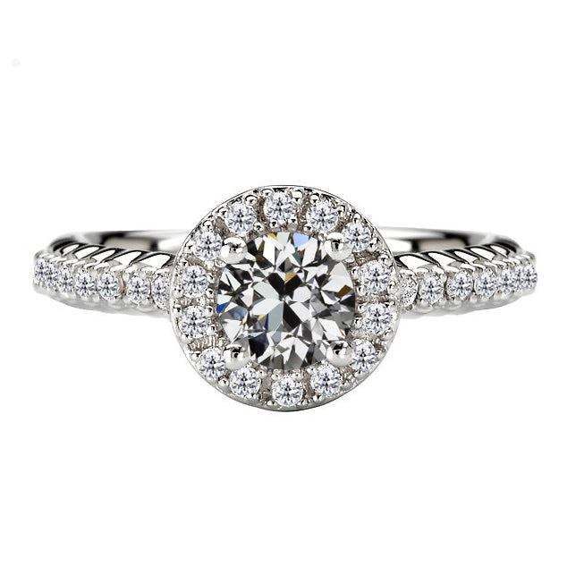 Brilliant Diamond Halo Setting Ring 1-ct 14K White Gold – main view