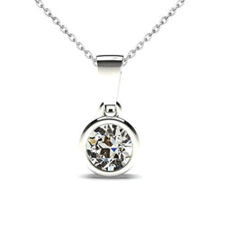 Bezel Set Pendant Necklace – Fine Diamond 1 ct 14 Karat White