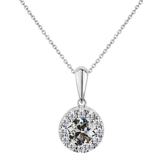 Diamond Antique Cushion Pendant in 14 Karat White Gold – main view