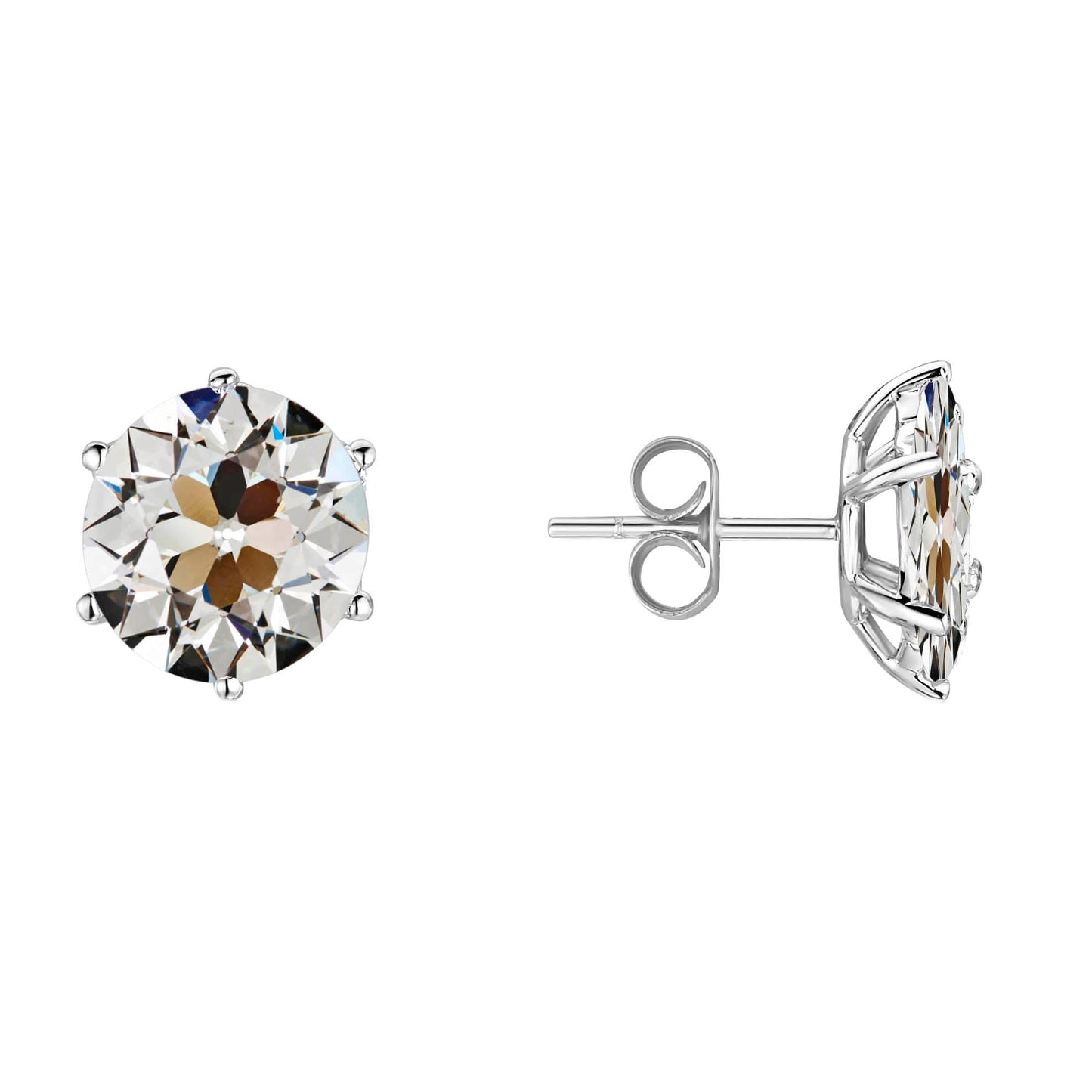 Real Brilliant Diamond Stud Earrings 2 ct 14 Karat White Gold – main view