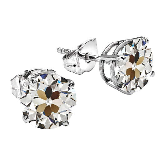 Fine Diamond Old Mine Cut Drop Earrings in 14K White Gold – main view