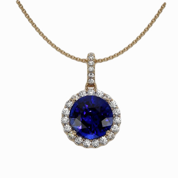 Earth-Mined Cornflower Blue Sapphire Precious Stone Pendant – main view