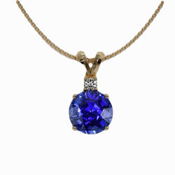 Authentic Royal Blue Sapphire Stone Pendant Necklace – 14 Karat