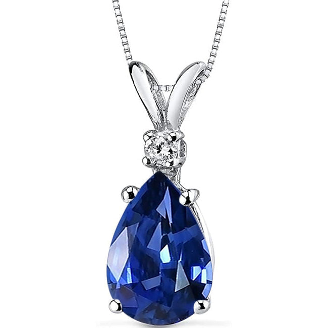 Genuine Royal Blue Sapphire Stone Pendant Necklace – main view