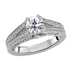 Solitaire with Side Stones 14K White Gold – Fine Diamond Antique