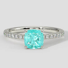Round Engagement Ring Paraiba Stone