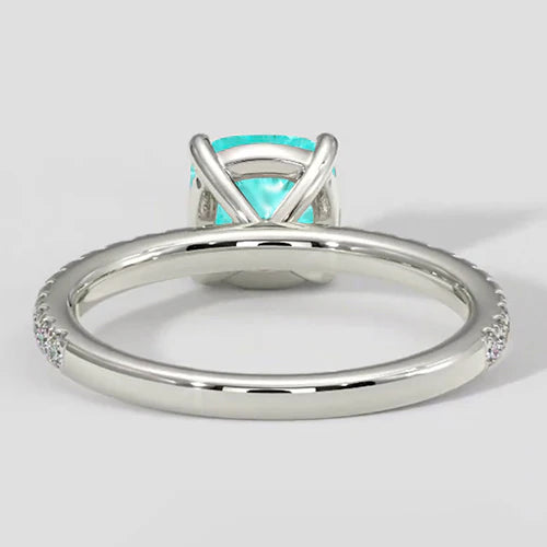 Round Engagement Ring Paraiba Stone