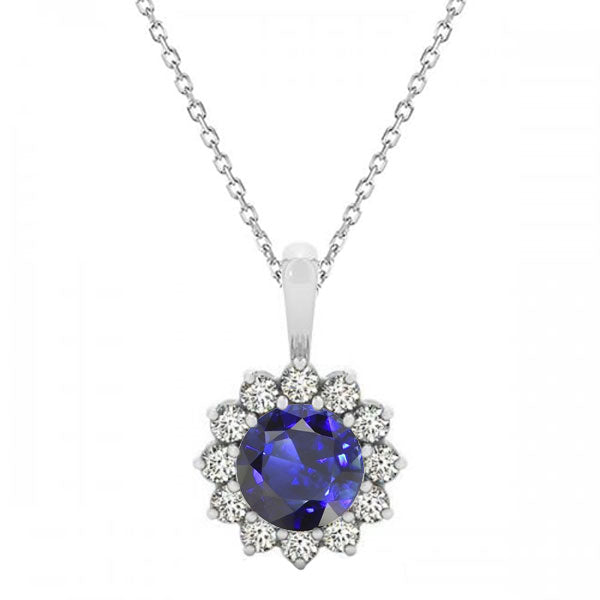 Refined Royal Blue Sapphire Stone Pendant Necklace 1.50 ct – main view