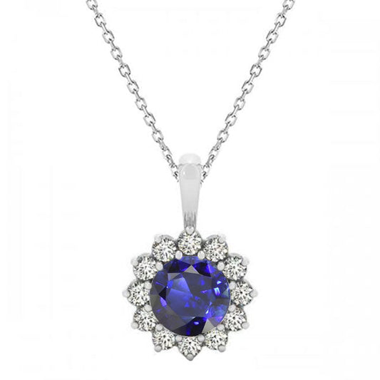 Refined Royal Blue Sapphire Stone Pendant Necklace 1.50 ct – main view