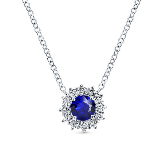 Brilliant Blue Sapphire Precious Stone Pendant 1 ct – main view