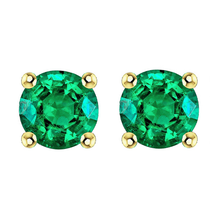 Round Brilliant Colombian Emerald ring in 14 Karat Two Tone Gold – main view