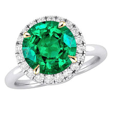 Precious Stone Ring 14K Two Tone Gold with Colombian Emerald – main view