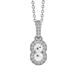 14K White Gold Old Mine Cut Brilliant Diamond Pendant Necklace