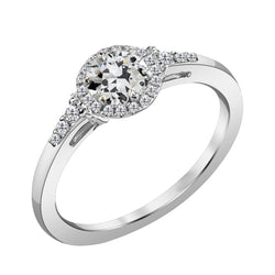 Halo Setting Ring 14K White Gold – Brilliant Diamond Antique
