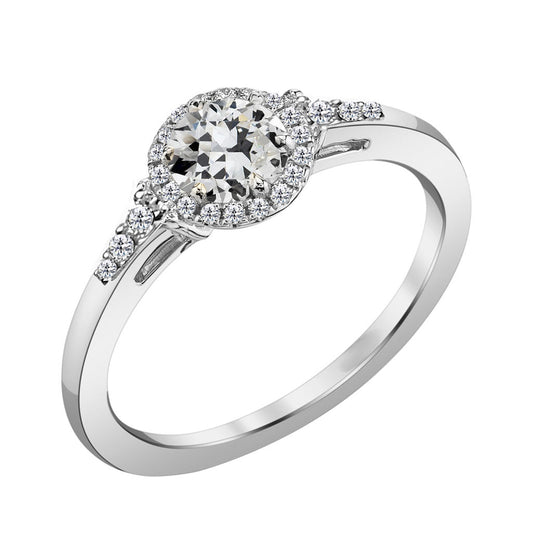 Brilliant Diamond Antique Cushion Halo Setting Ring in 14K White Gold – main view