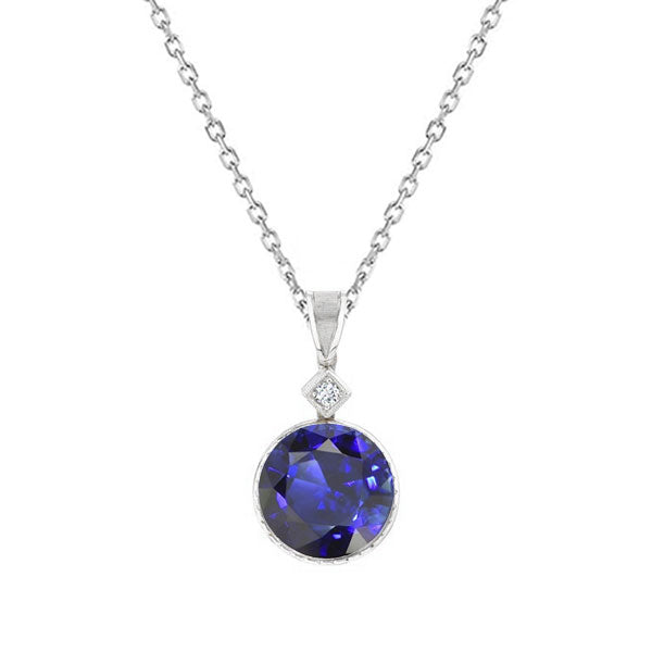 Refined Cornflower Blue Sapphire Stone Pendant Necklace 1.75 ct – main view