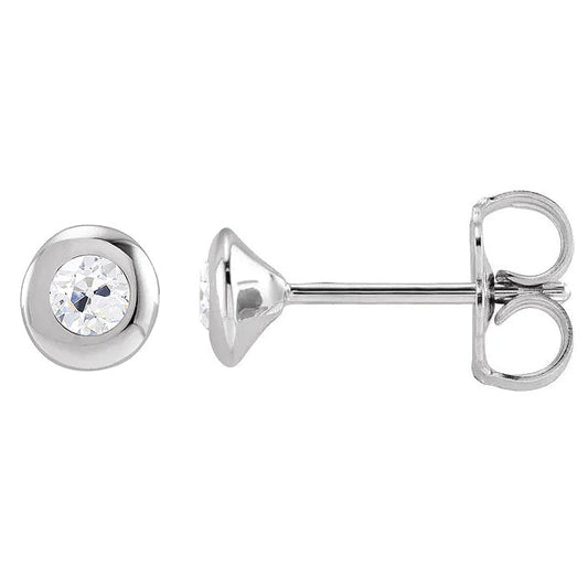 Genuine Fine Diamond Stud Earrings – front view