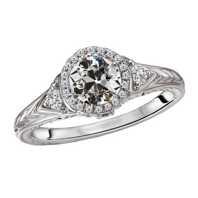 Fine Diamond Halo Engagement Ring 2-ct 14K White Gold – main view