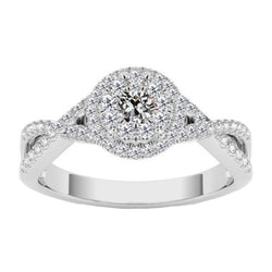 Luxury Brilliant Diamond Halo Ring – 1 ct 14K White Gold