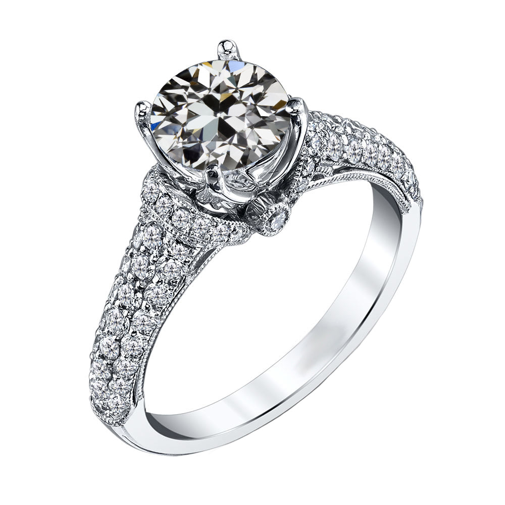 Authentic Diamond Solitaire with Side Stones 3 ct 14 Karat White Gold – main view