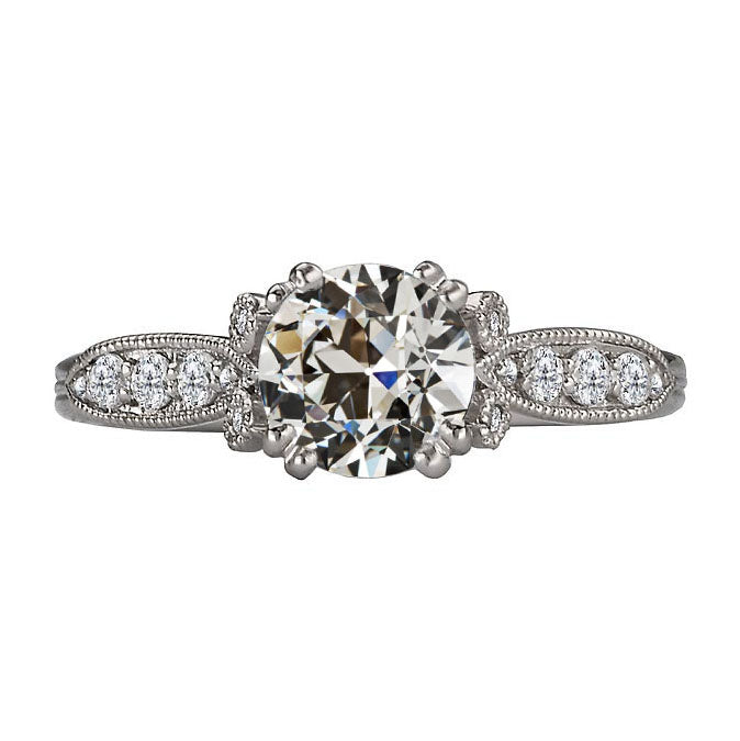 Fine Diamond Old Mine Cut Anniversary Ring in 14K White Gold – main view