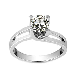 Diamond Antique Cushion Solitaire Ring 2 ct – 14K White Gold