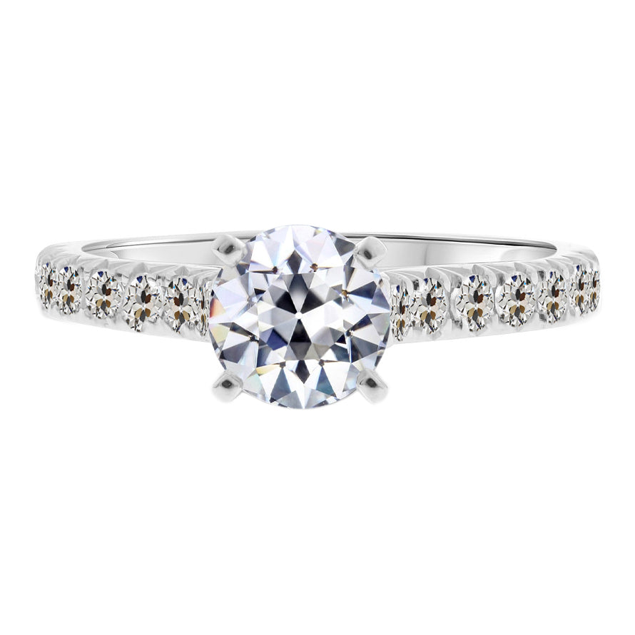 Antique Cushion Fine Diamond ring in 14K White Gold – main view